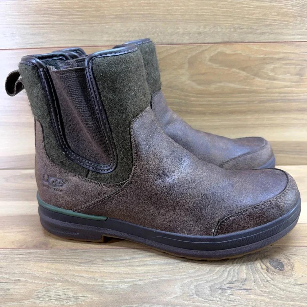UGG Moton Waterproof Chelsea Mens Boots 11 Brown Leather 200 gram Insulated